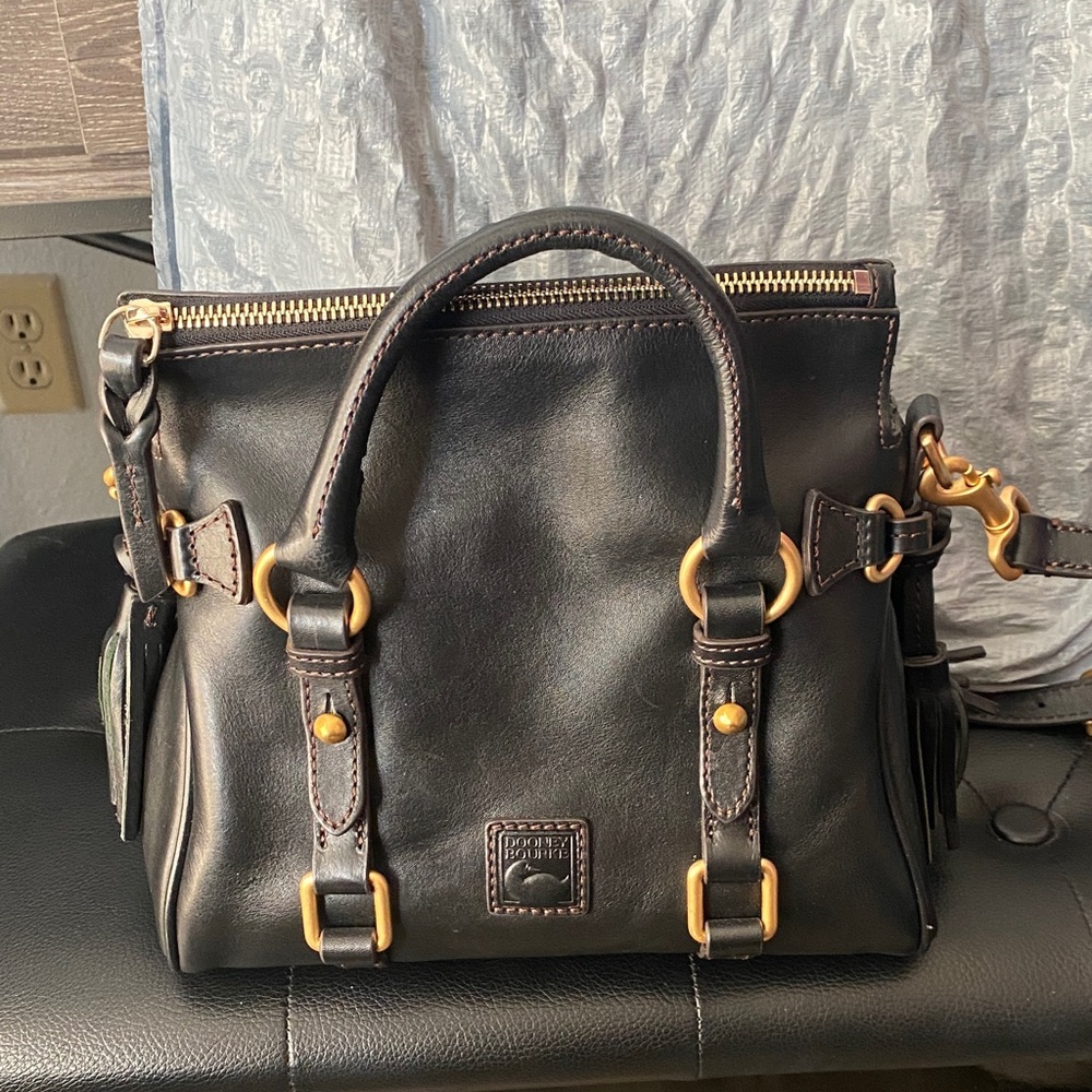 Dooney & Bourke Black Florentine Leather Mini Satchel with Gold Hardware